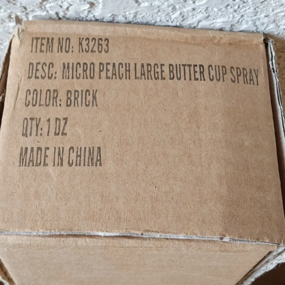 Faux Box of 12 Micro Peach Large  Buttercup Spray